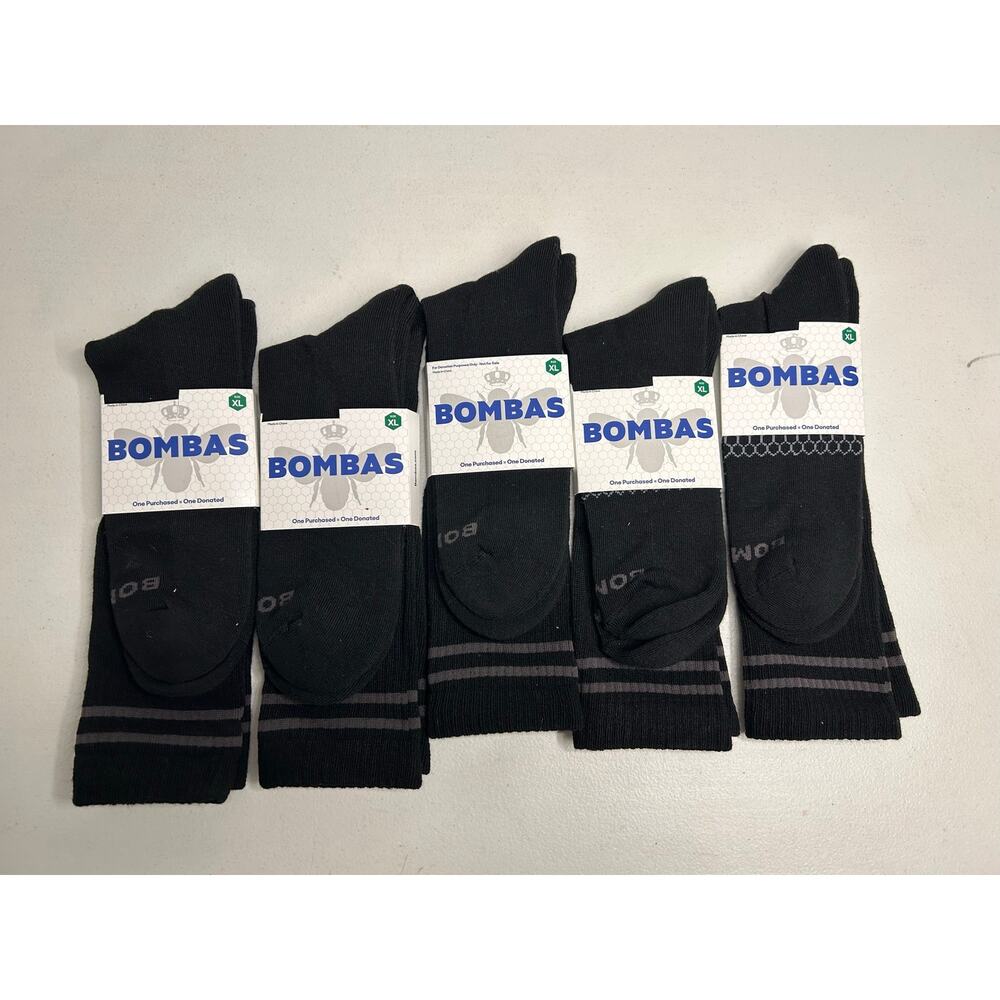 Bombas Men's Black Crew Dress or Casual Socks in Size XL. Brand New. 5 pair.